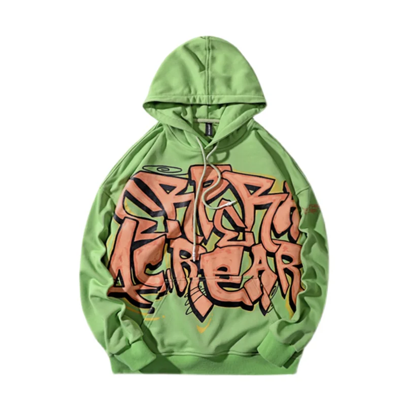 

Men's Hooded Pullover Sweater Spring Hong Kong Style I Loose Casual Couple Wear Trendy Jacket Top Clothes