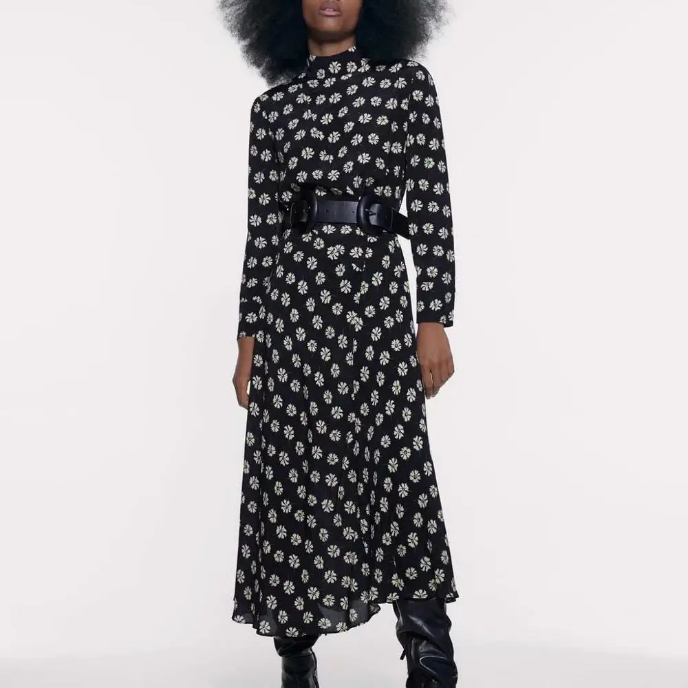 Женское длинное платье ZA элегантное с цветочным принтом одежда для женщин