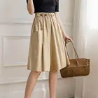 Женские короткие брюки, Капри с широкими штанинами, свободные шорты с высокой эластичной талией, цвета хаки, лето 2021