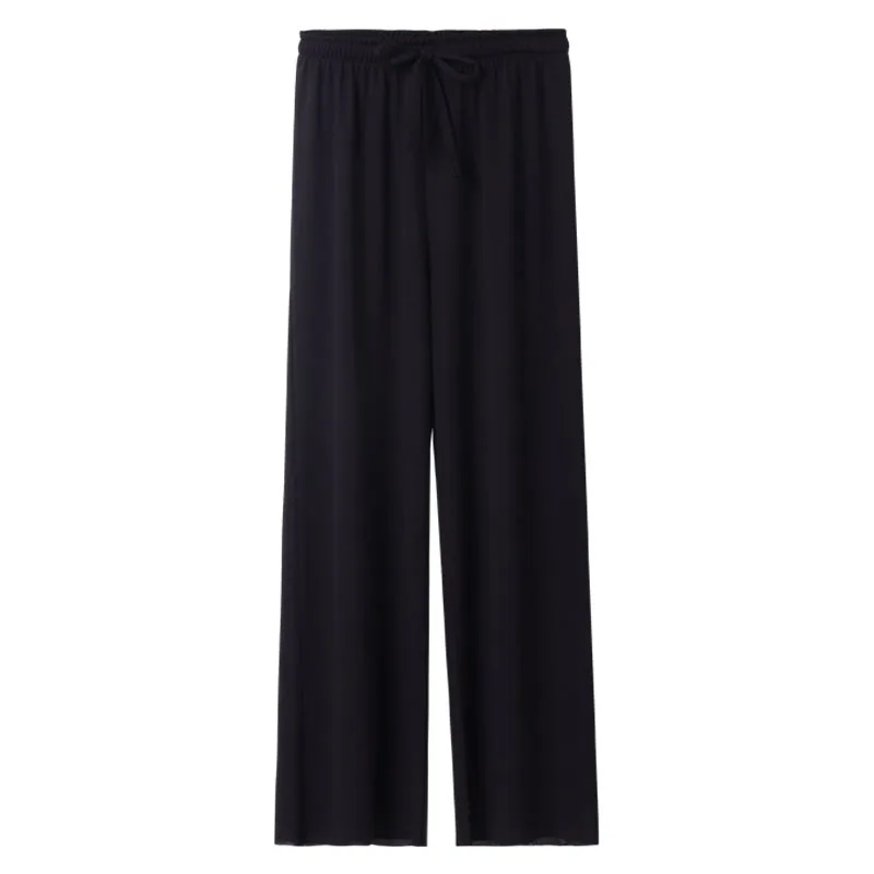 

Black Straight Elastic Waist Pants Women's Slimming All-Matching Spring Clothing 2021 New Korean Style Loose Cropped Pants