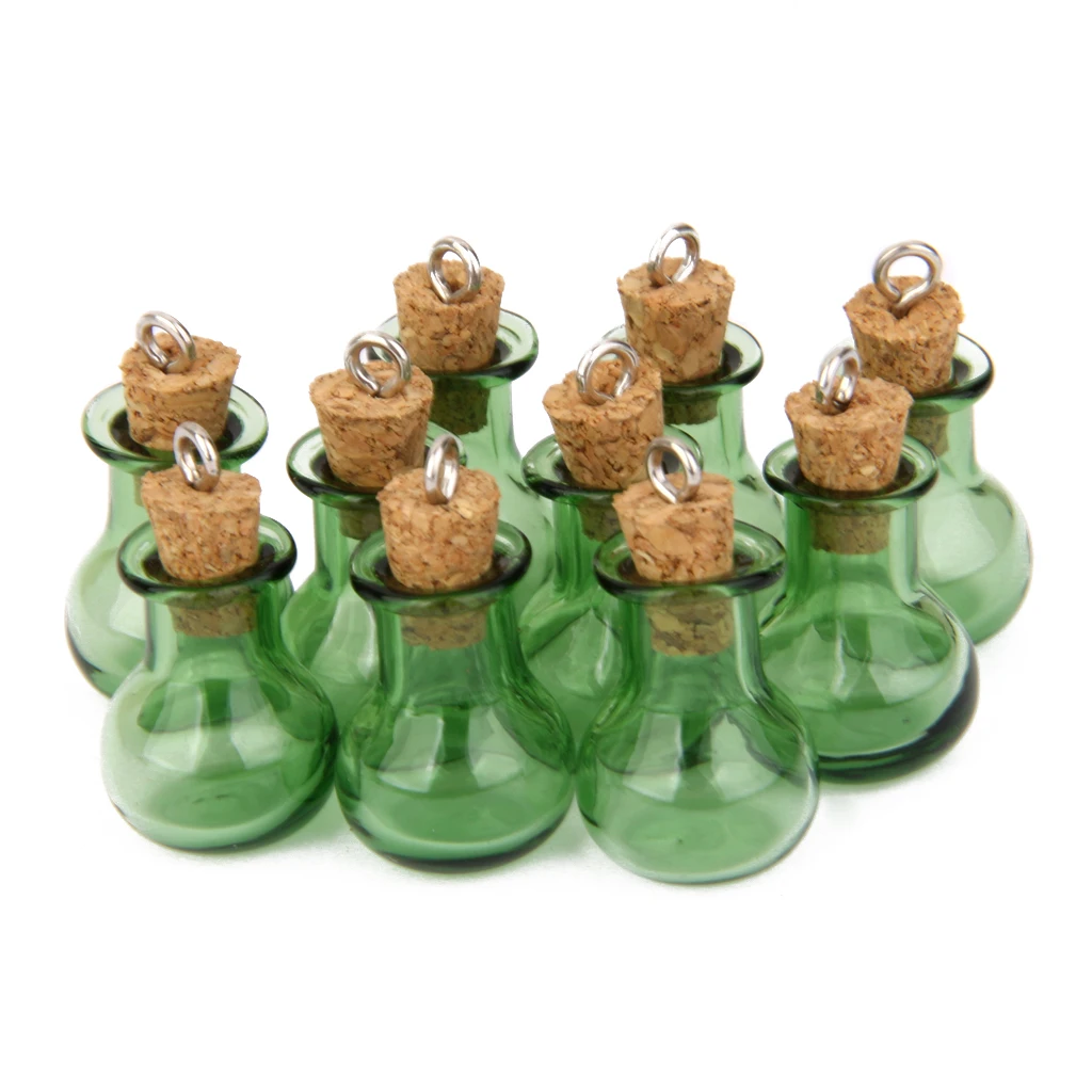 10 стеклянных пробковых банок с плоским основанием флакон для желаний петлей
