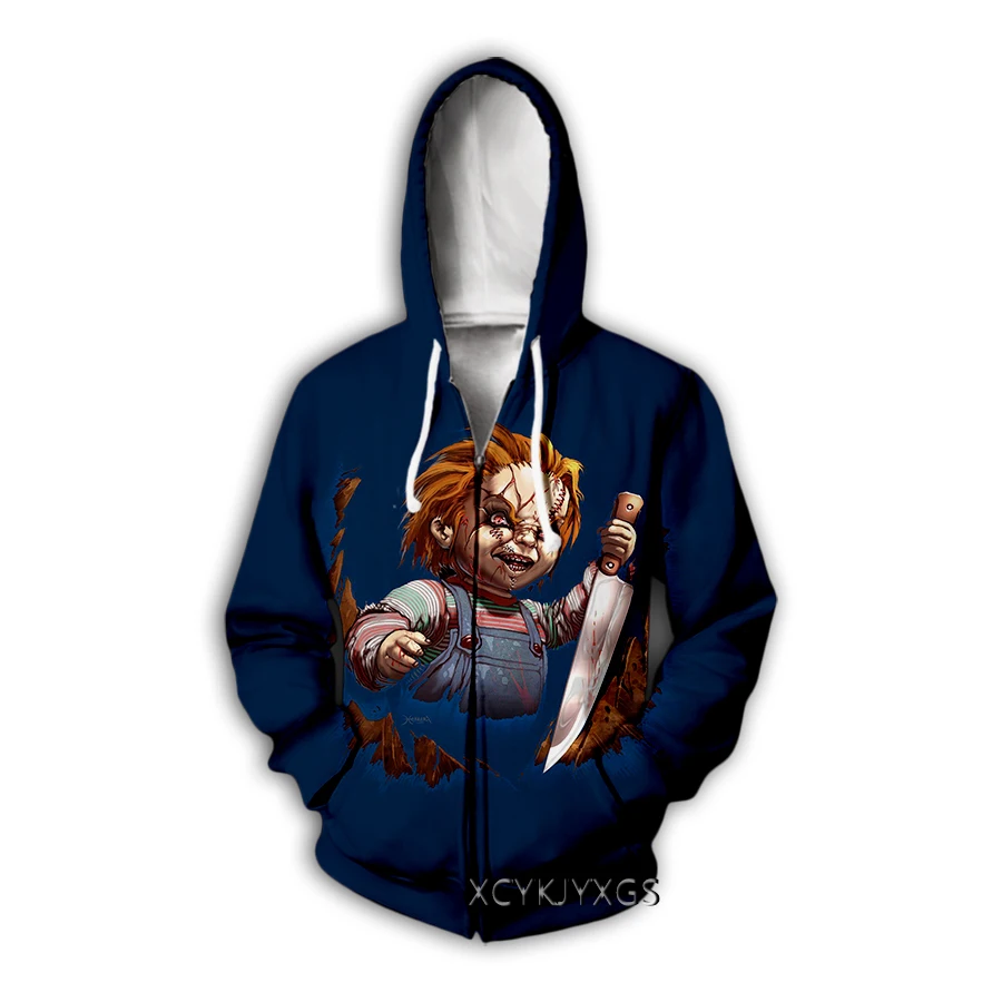 phechion New Fashion Men/Women's Horror Movie Chucky 3D Print Casual Zipper Hoodies Coat Hip Hop Tops Sports Zip Hoodeds B03