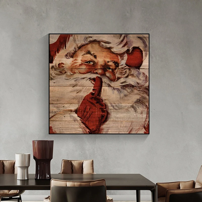 

Christmas Posters Santa Shhh Interior Canvas Paintings Wall Art Prints and Posters Pictures Kids Room Home Decoration Frameless