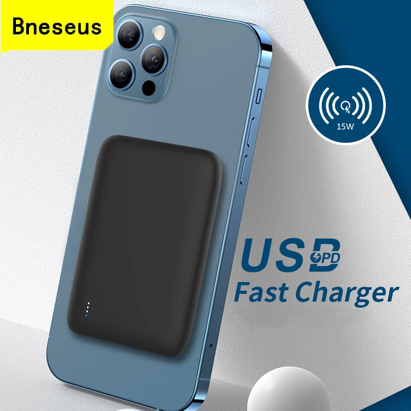 

Magnetic Back Clip Battery Wireless Charging Mini Power Bank Mobile Phone External Battery Charger Auxiliary Battery For Iphone