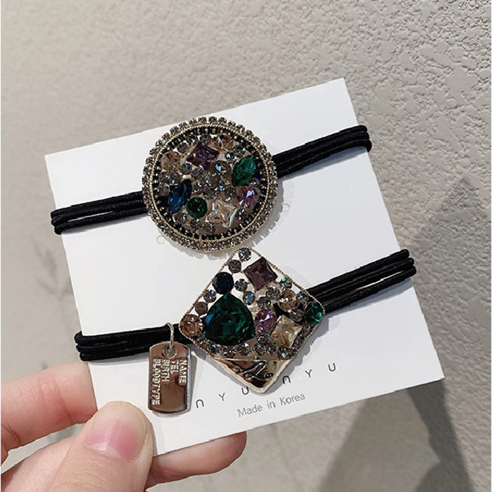 

Fashion Elegant Elastic Hair Bands Shiny Crystal Rhinestone Women Ponytail Head Rope Hair Ties Korean Girls Hair Accessories