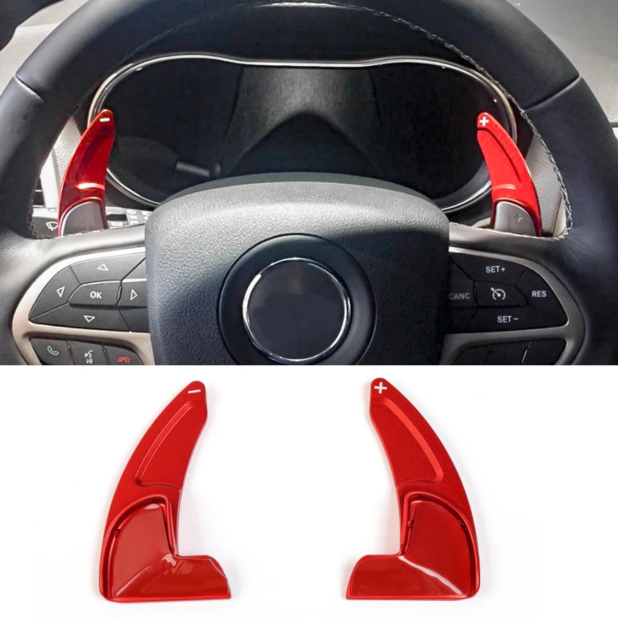

NHAUTP 2Pcs/set Aluminum Alloy Car Accessories For Jeep Grand Cherokee Steering Wheel Shift Paddle 2014-2019