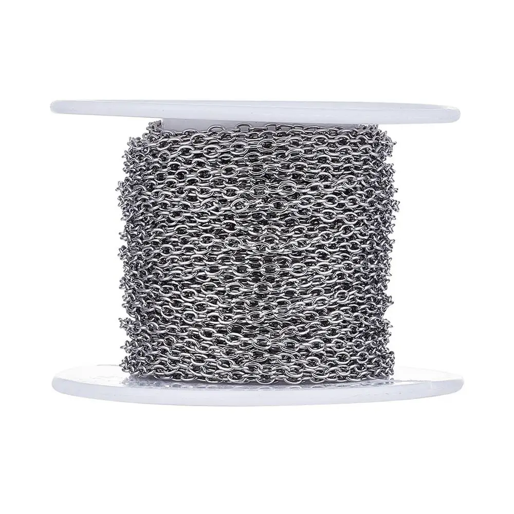 

10m/roll 304 Stainless Steel Cable Chains with Spool Unwelded For Jewelry Findings Making