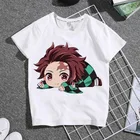 Новинка 2021, Стильная Милая Детская футболка с коротким рукавом в стиле японских комиксов с рассекающим демонов лезвием, удобная персональная мультяшная футболка