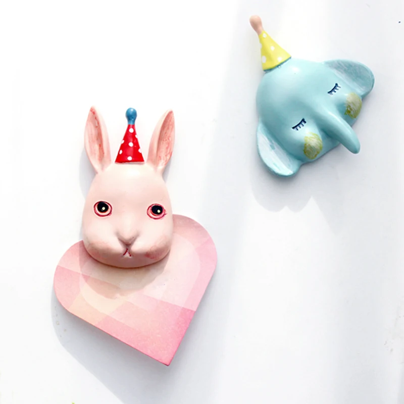 Картонная коробка милый медведь слон кролик животные из смолы 3D магниты на