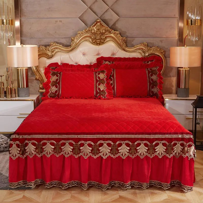 Европейский кружевной комплект постельного белья роскошное бархатное покрывало