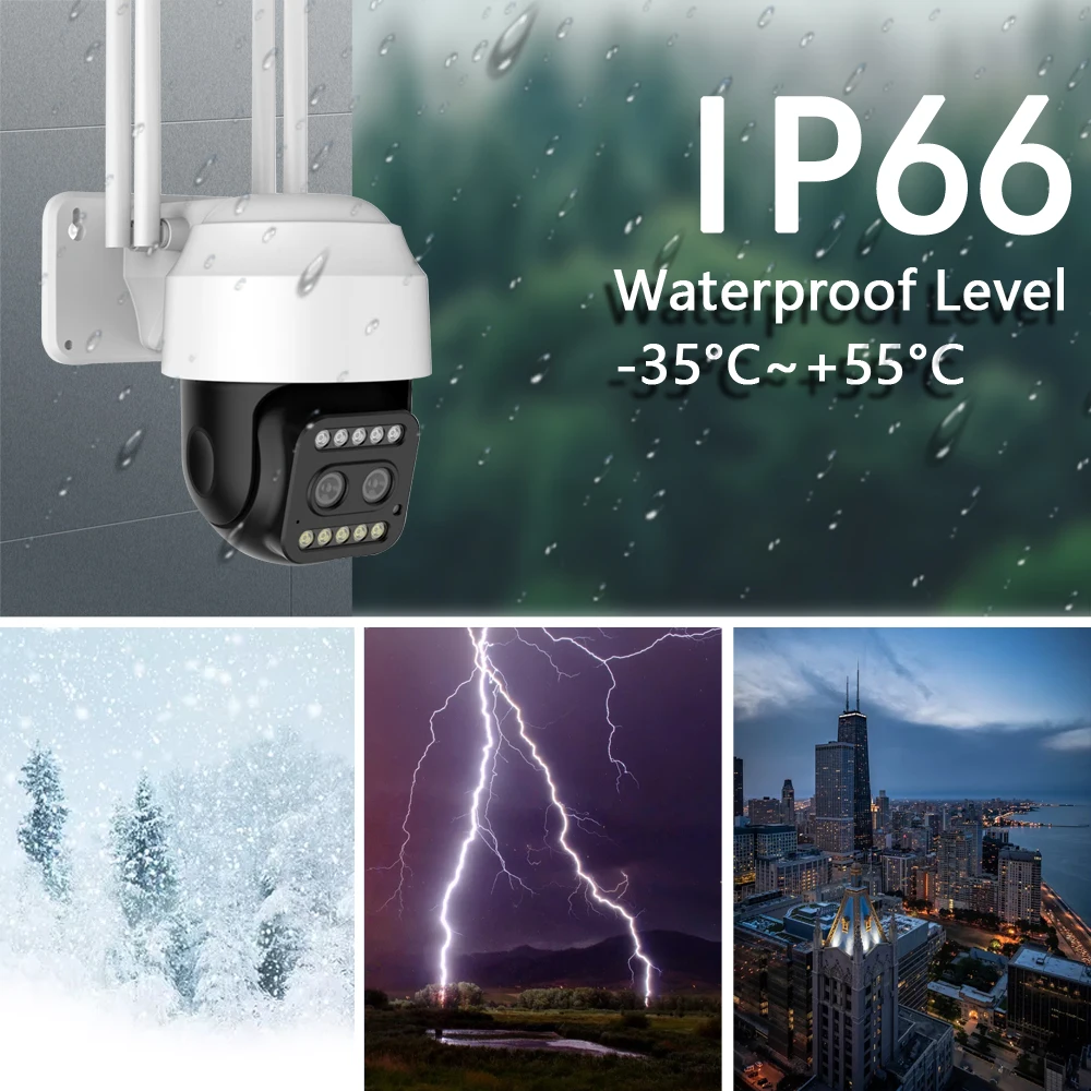 HD 1080P с двумя объективами PTZ Wifi камера наружного автоматического слежения CCTV 4X ZOOM