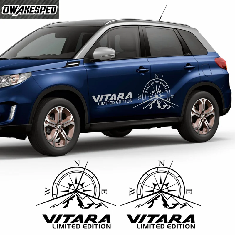 

Графический компас, двухсторонние наклейки на дверь автомобиля для Suzuki Vitara 4X4, Стайлинг внедорожника, декор кузова автомобиля, наклейки, вне...