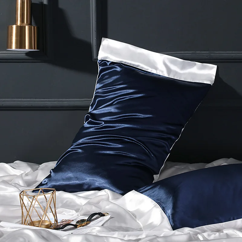 

1pc Silk Pillowcase Single Pillow Simple Solid Color Cover Multicolor Bedding Household