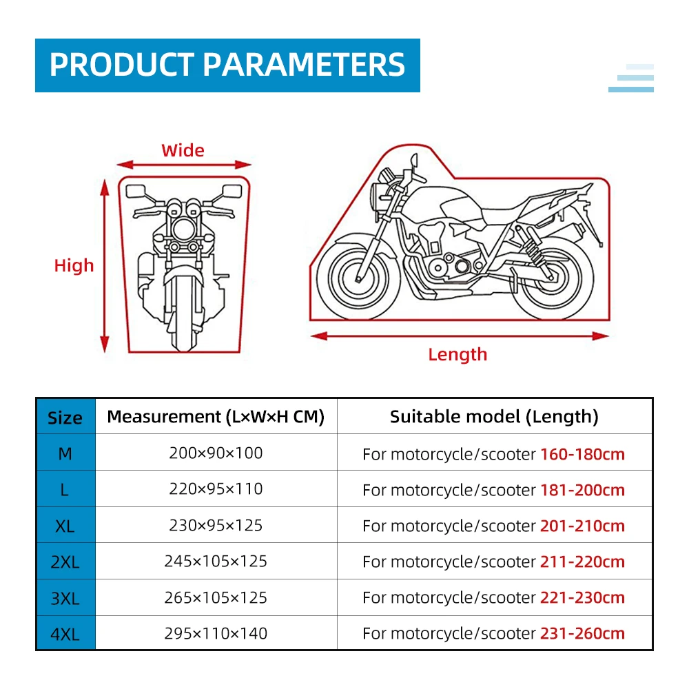 

Motorcycle Covers Waterproof UV Protective Tent Motorbike Accessories For Honda CRF450R SL230 CRF250X cbr 650f vfr 750 800