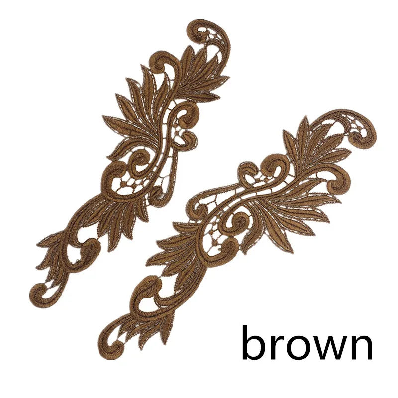 brown Zsbszc 5 пар Флуоресцентный цвет цветок кружево аппликация патч Танго костюмы для латинских танцев балетные костюмы платье Декор шитье ремесла DA004 - Цвет: brown