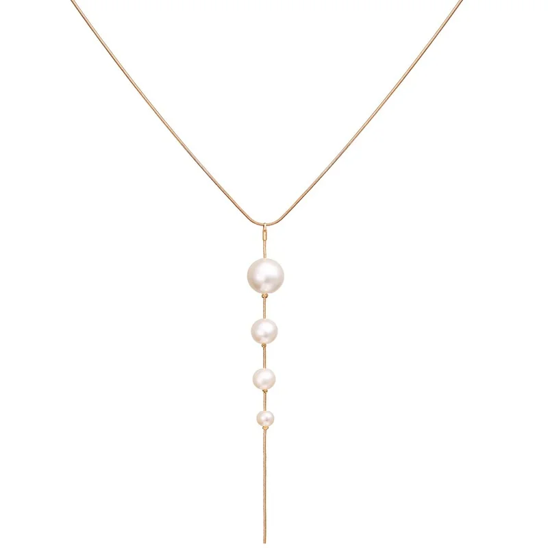 

Fashion Long Pearl Necklace For Women Boho Multilayered Pearl Pendant Necklace 2021 Trend Choker Sweater Chain Jewelry Trendy
