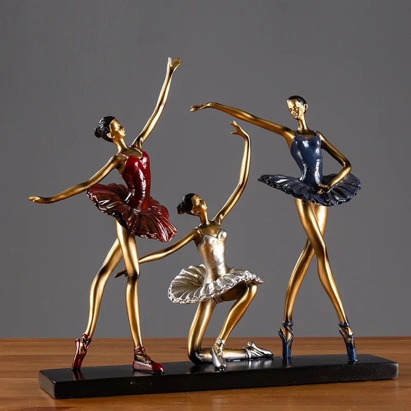 

European Ballet Dancer Art Sculpture Abstract Ballerina Figure Figurine Statue Resin Craft Home Decoration Accessories