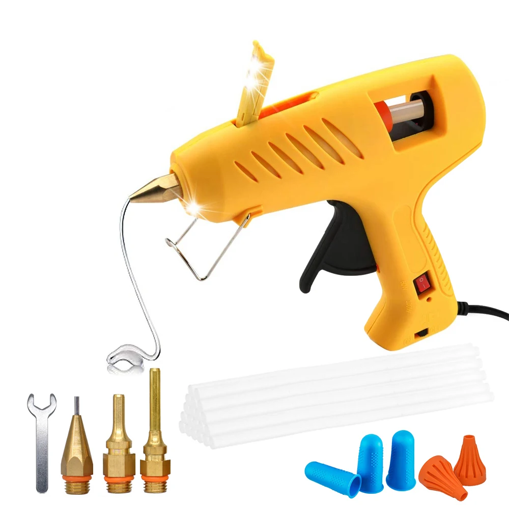Hot Glue Gun with LED Lights, 60/100W Full Size Dual Power DIY Tool with Finger Tips for Arts Crafts, Christmas Decoration Gifts