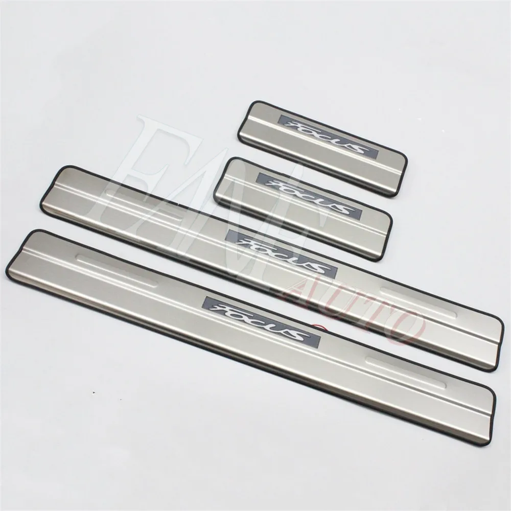 Стайлинг автомобиля светодиодная Накладка на порог из нержавеющей стали