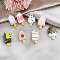muhna 10pcs popsicle ice cream resin charms simulated food pendant for jewelry making diy earring keychain floating charm