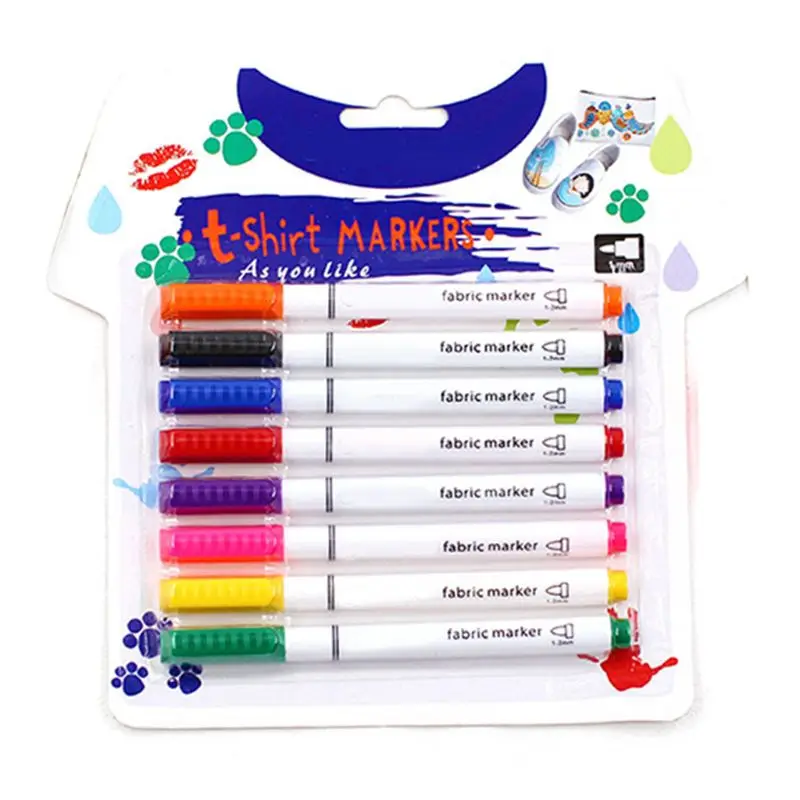 

8Pcs Clothes Textile Markers Fabric Paint Pens DIY Crafts T-shirt Pigment Painting Pen Writing Liner Marker Pen