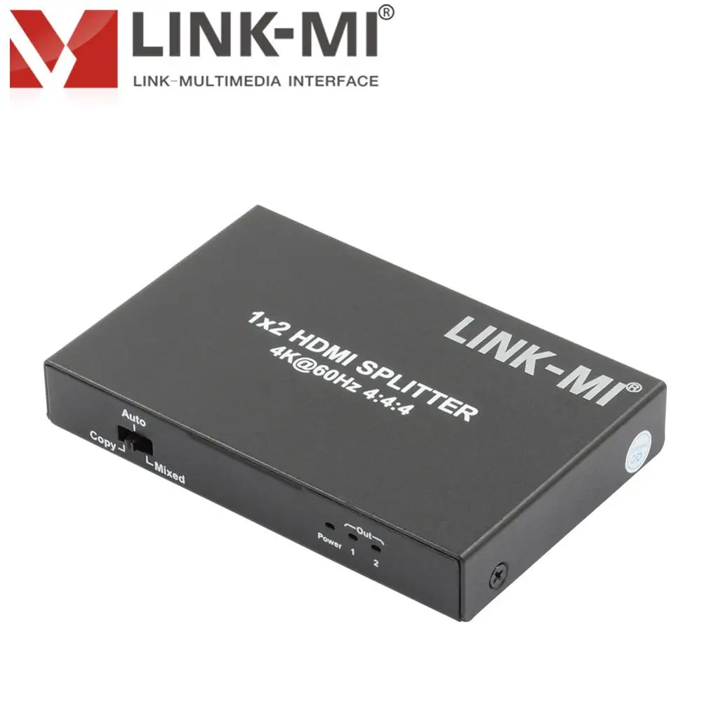 Link-MI SP05S 1x2 HDMI Splitter HDCP2.2 Поддержка 2.0 3D 4Kx2K@60Hz (YUV 4:4:4) 18G HDR EDID Полный 1080P Дистрибьютор