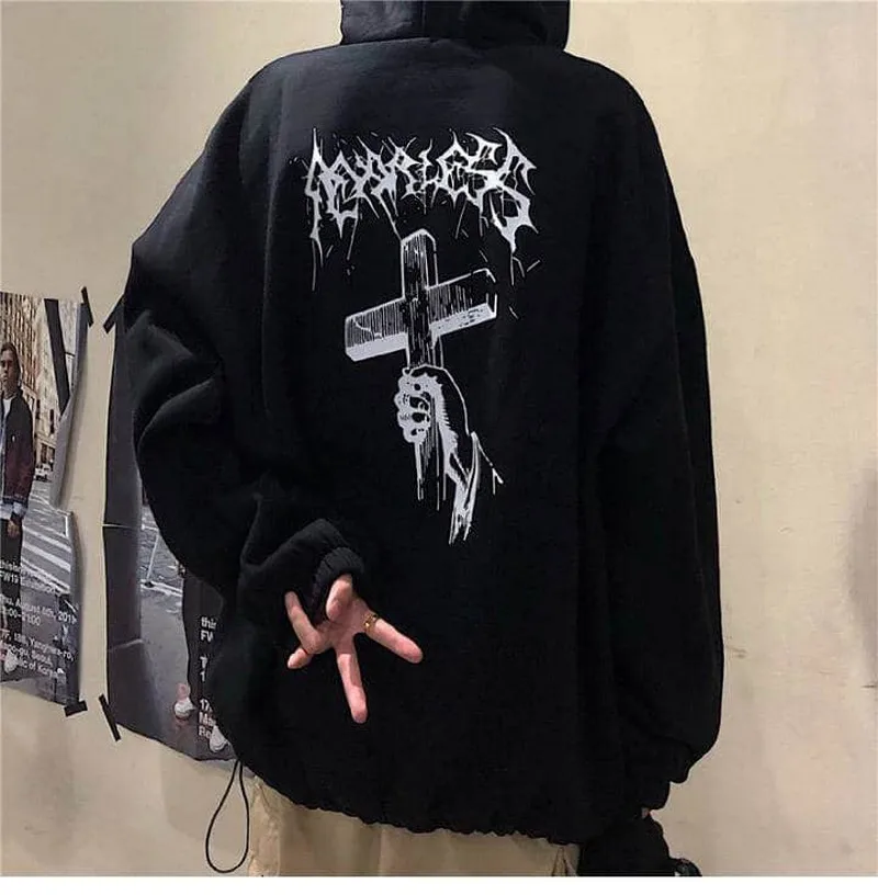 

NiceMix Men's Hoodies Sweatshirts Autumn Women Men Hip Hop Male Hoodies Streetwear Punk Devil Print Hoodie Males Autumn Loose