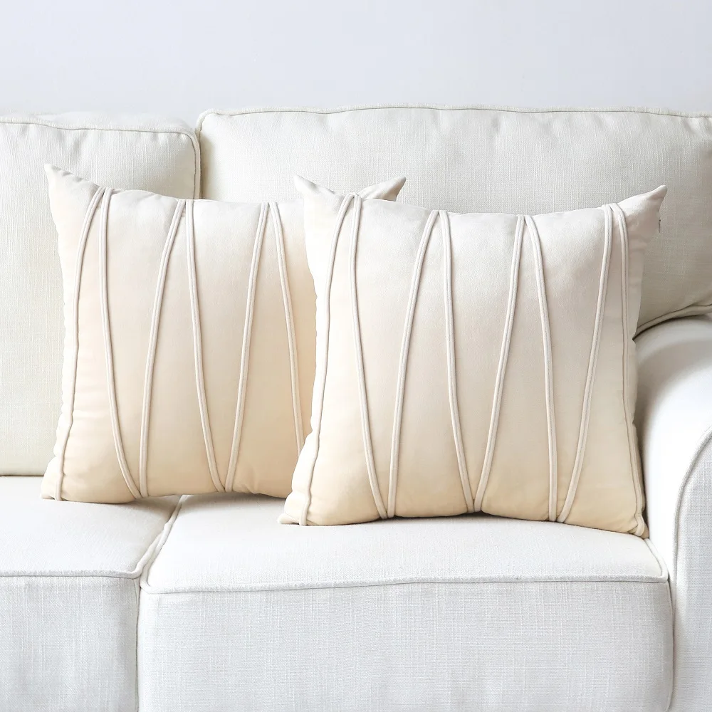 Рождественские мягкие бархатные полосатые наволочки однотонные украшения