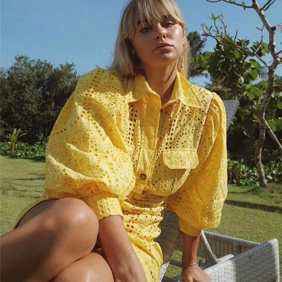 Высококачественное модное женское платье с длинным рукавом однотонное блузка