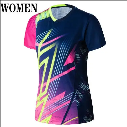 women pink 1 shirt Новые теннисные футболки, мужские футболки для настольного тенниса, футболки с коротким рукавом для тренировок и тренировок, футболки для бадминтона 1820 - Цвет: women pink 1 shirt