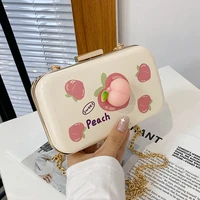 pu kawaii cute peach pattern shoulder bag female summer 2021 new cartoon japanese fashion messenger bag box bag