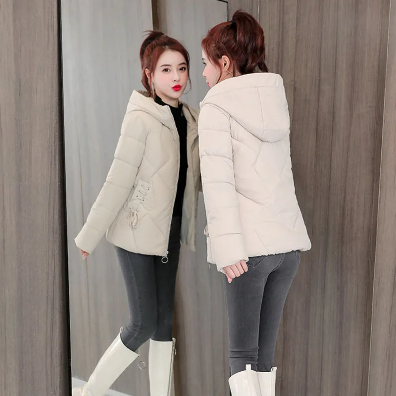 LDKVGSU Women's Winter Jacket Parkas Short 2021 New Fashion Women's Winter Coat Down Jacket Outwear Hooded Basic Jacket Women226