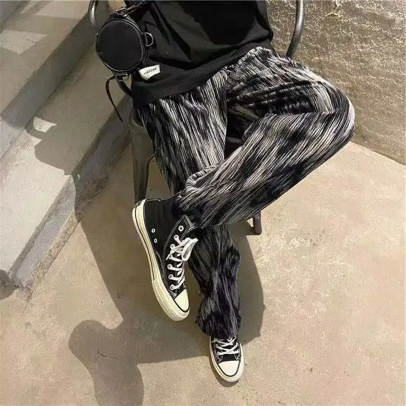 

Tie-dyed High Waist Pants Ladies Show Thin Casual Pants Straight Pants Spring and Summer Retro Ins Pants Girl Women Clothes