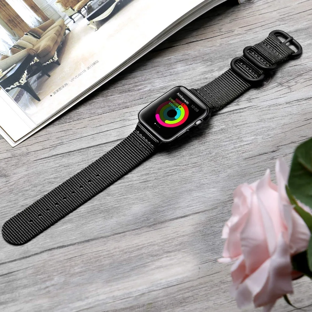 Ремешок Nato для Apple watch 4 ремешка 44 мм 40 мм iWatch 42 мм 38 мм спортивный нейлоновый браслет ремешок для часов Apple watch 5 3 2 1 42/38 мм