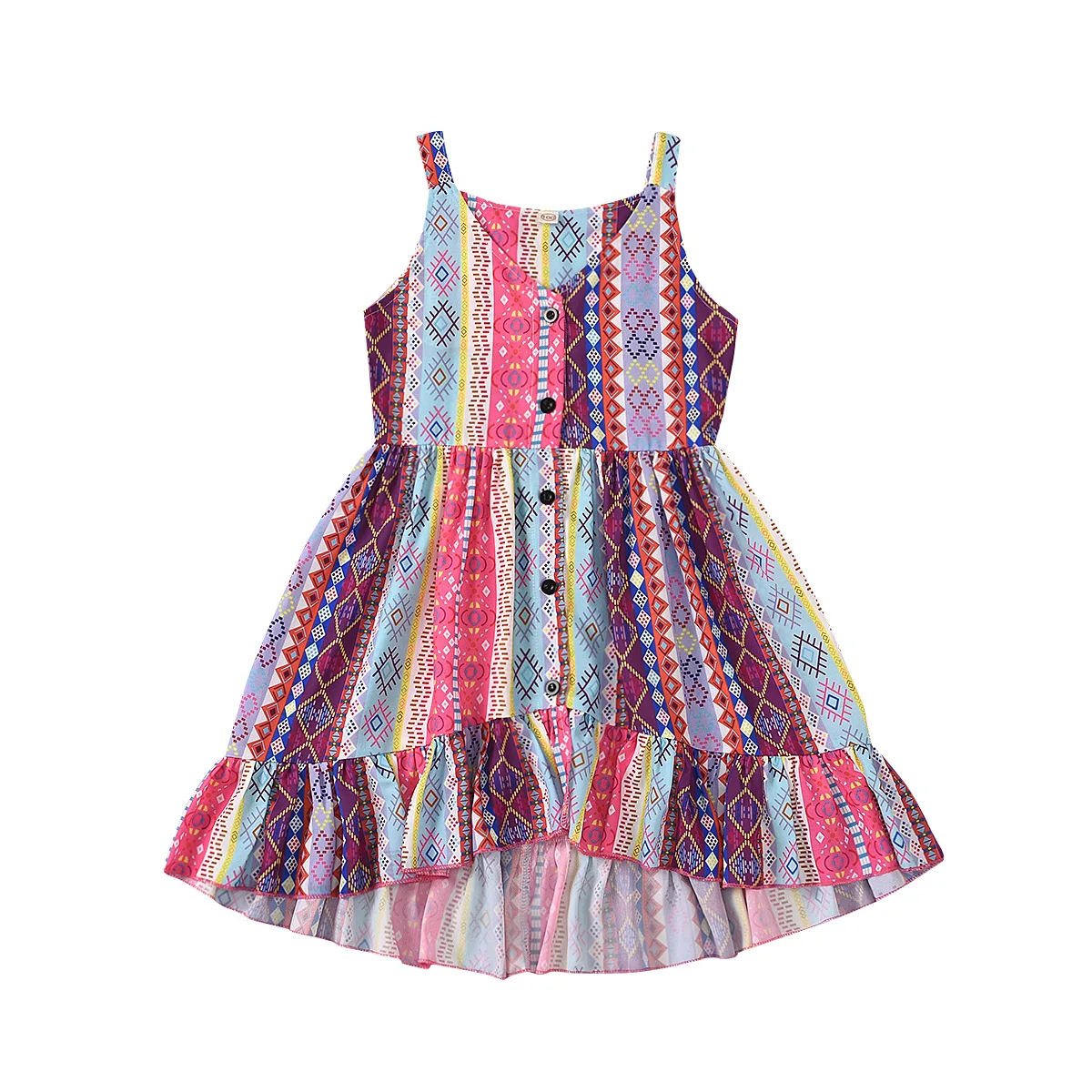 

Girls Dress Cardigan Single-Breasted National Style 2020 summer off shoulder dress floral cotton 10 12 year