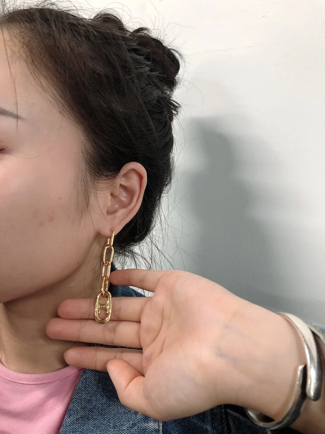 

Arc De Triomphe Earrings The Same Chain Bamboo Joints Earrings Simple And Neutral Style For Female Daily Wear Or Matching