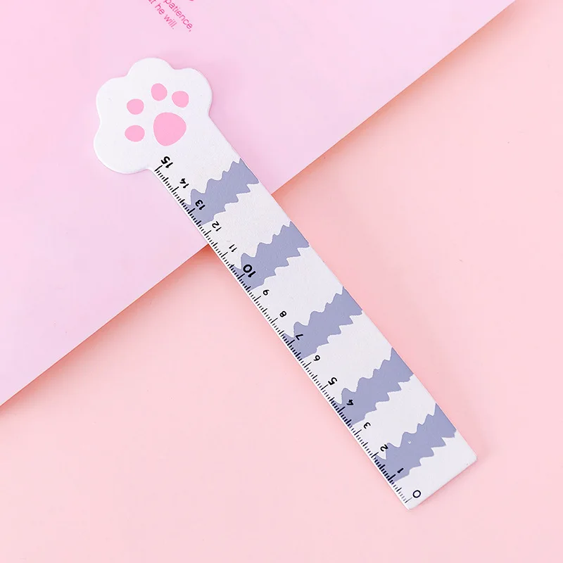 

1X Cute Kawaii Cat Claw Cat Paw Wooden Straight Ruler Measure Study Drawing Student Stationery School Office Supply Kid Gift