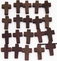 20pcs small cross charms wood pendants 2mm top holes 15mmx22mm black brown beige choose wooden beads for jewelry making diy