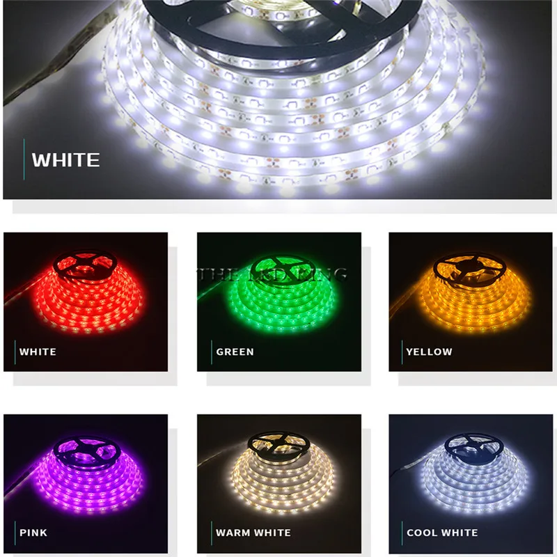 

LED Strip Light 5m 60LEDs/m Single Color 3528SMD Flexible LED Tape 12V Power Supply 2A,Warm White,White,Red,Blue,Green,Yellow