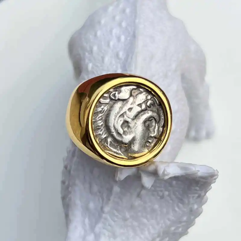 

Greek Coin Ring fashion simple gold plated ring women's gift