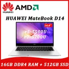 Ноутбук HUAWEI MateBook D14 2021 AMD Ryzen5 5500URyzen7 5700U 16 Гб RAM 512 ГБ SSD WiFi6 Windows 10 полноэкранный ноутбук компьютер