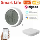 Датчик температуры и влажности Tuya ZigBee с Wi-Fi, комнатный гигрометр, термометр с поддержкой Alexa Google Home Smart Life
