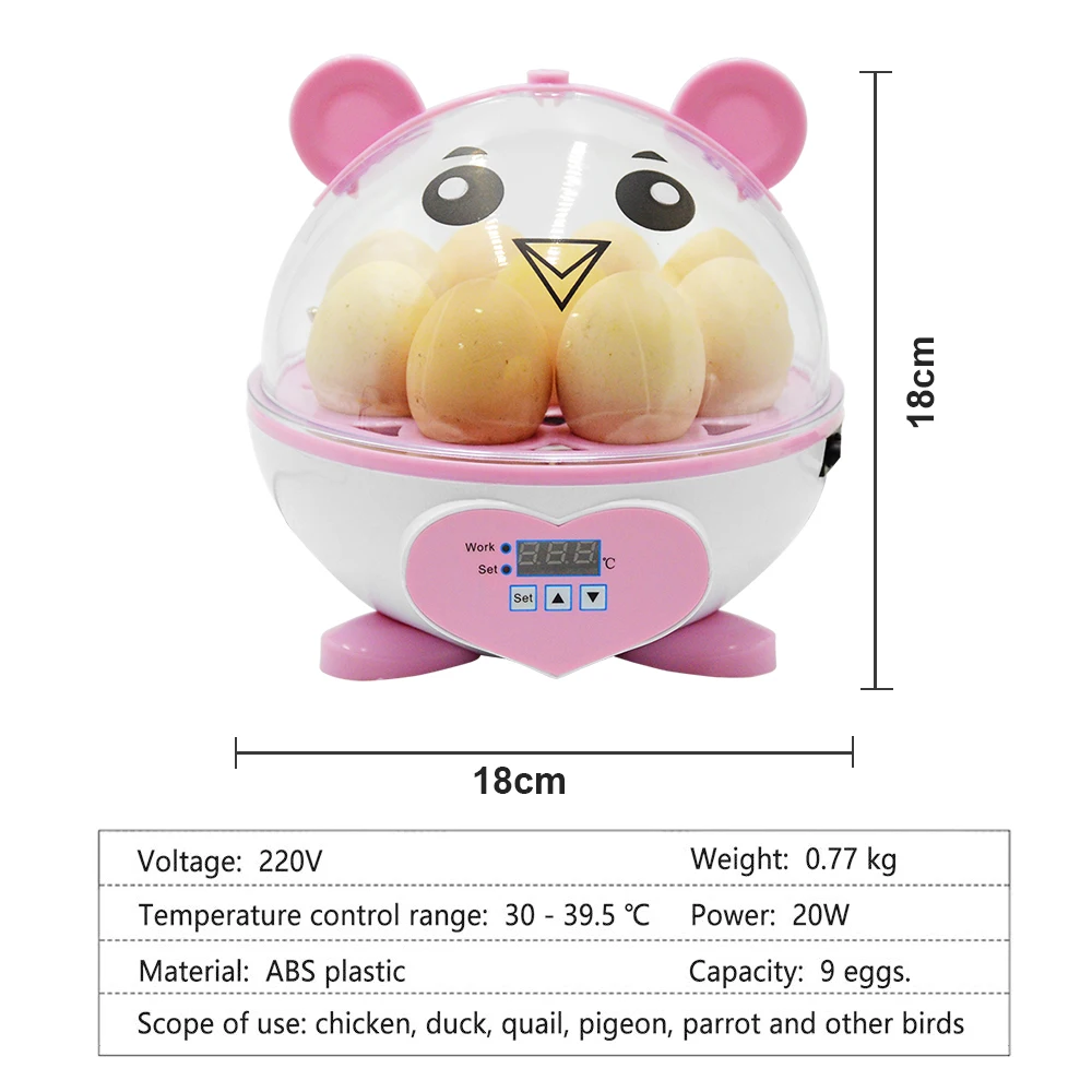 

NEW ! Incubation Brooder Mini 9 Eggs Cartoon Incubator Manual Egg Turning Family version Chicken Duck Quail Birds Egg Incubator