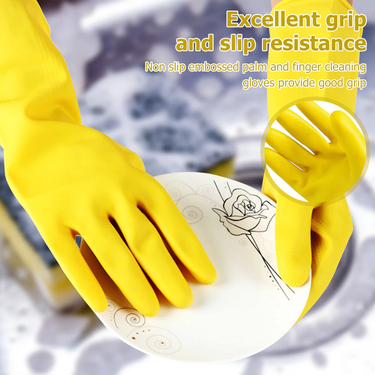 

3 пары, водонепроницаемые резиновые перчатки для мытья посуды