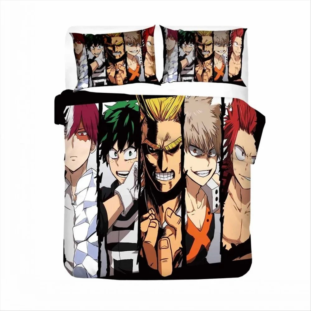 

Japan Anima My Hero Academy Bedding Set Comic Cartoon Animation Soft Duvet Cover Luxury Linen 3D Printed Quilt Cover