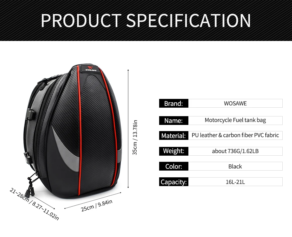 WOSAWE мотоциклетные водонепроницаемая сумка на заднее сиденье прочный заднего