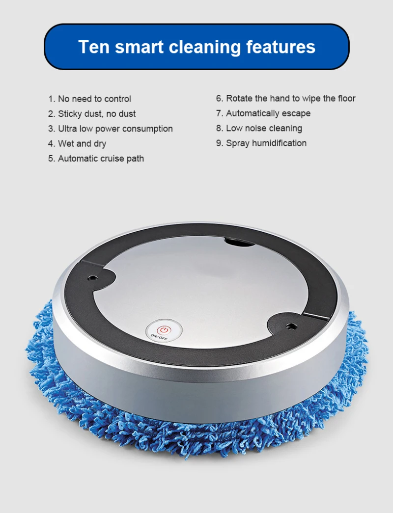 

New Automatic Intelligent Mopping Robot UV Disinfection Charging Spray Lazy Household Wet And Dry Floor Cleaner Smart Home
