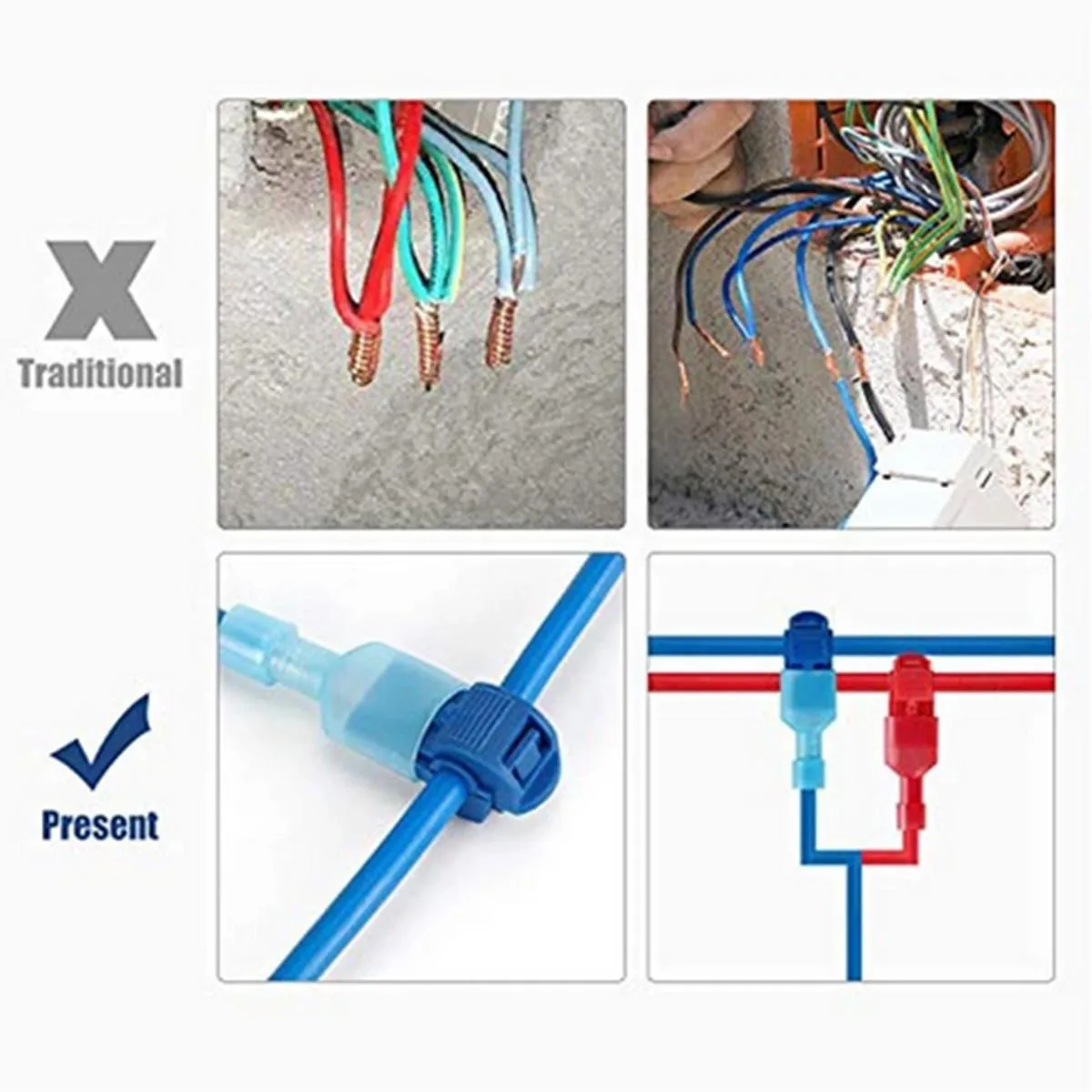 

Quick Splice Connector Wire Terminal T-Tap 100Pcs Accessories Blue Female Insulated