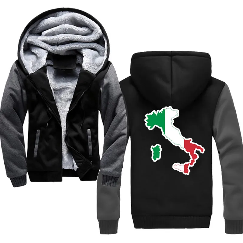 

Italy Winter Inner Fleece Hoodies Men 2020 Casual Hooded Warm Sweatshirts Thick Tracksuit Jacket