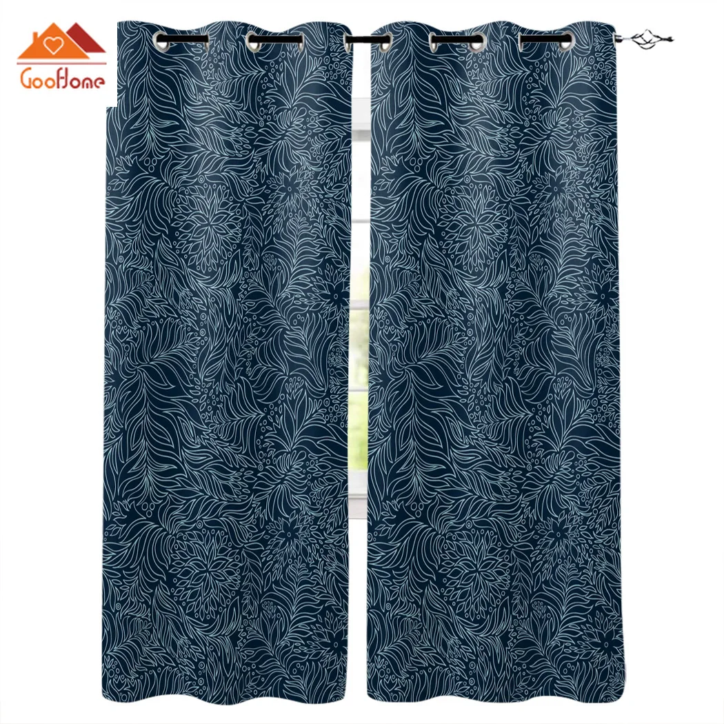 Цветы Бирюзовый узор художественная оконная занавеска s гостиная наружная ткань